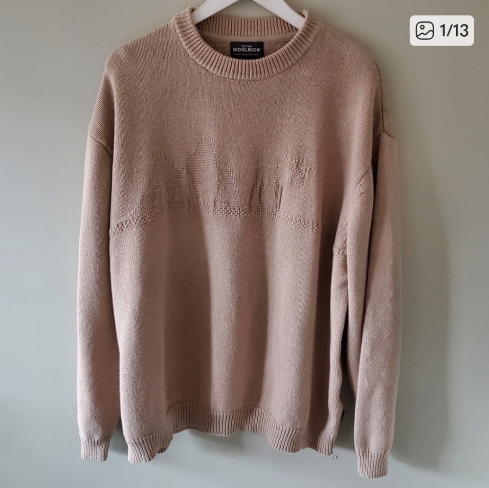 Woolrich XXL Eclectic Grandpa Cabincore Cozy Jacquard Moose Motif Knit Sweater
